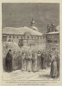 Les festivités en Russie, visite impériale au monastère de Troitsa (gravure) - English School