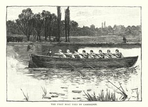 Le premier bateau utilisé par Cambridge (gravure) - English School