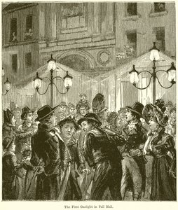 Le premier éclairage au gaz à Pall Mall - English School