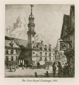 Le premier Royal Exchange, Londres, 1571 - English School