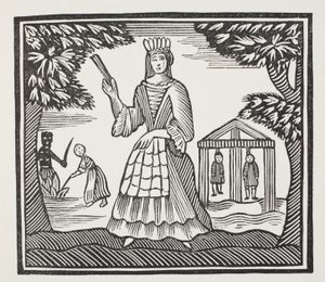 Les fortunes et infortunes de Moll Flanders, née à Newgate, illustration de Chap-books du XVIIIe siècle par John Ashton, pub. 1882
