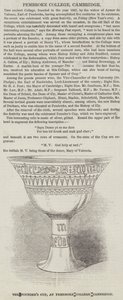 La coupe du fondateur, au Pembroke College, Cambridge (gravure) - English School