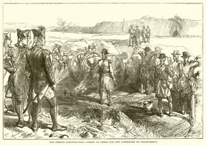 Les commissaires français venant traiter de la reddition de Pondichéry (1761) - English School