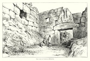 La Porte des Lions à Mycènes (gravure) - English School