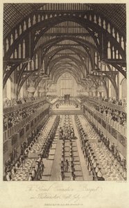 Le Grand Banquet de Couronnement dans Westminster Hall - English School