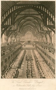 Le grand banquet de couronnement du roi George IV à Westminster Hall, le 17 juillet 1821 - English School