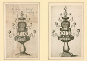 Le Grand Cadran Pyramidale et Multiforme installé dans le jardin privé à Whitehall, 24 juillet 1669