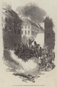 La grande barricade dans la Breiten-Strasse, Berlin (gravure) - English School
