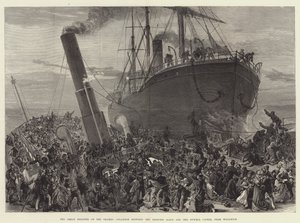La grande catastrophe sur la Tamise, collision entre la princesse Alice et le Bywell Castle, près de Woolwich (gravure) - English School