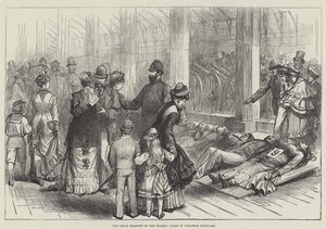 La grande catastrophe sur la Tamise, scène dans le chantier naval de Woolwich (gravure) - English School