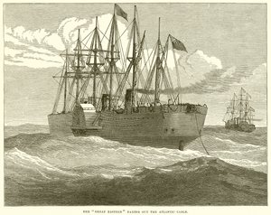 Le Great Eastern déroulant le câble atlantique - English School