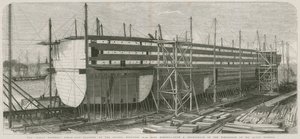 Le navire à vapeur Great Eastern; Construction sur les stocks, Millwall - English School