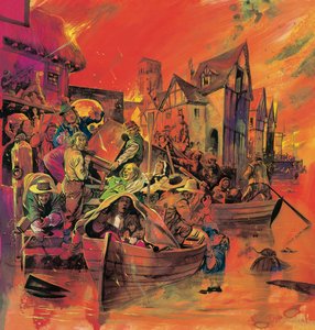 Le grand incendie de Londres (gouache sur papier)