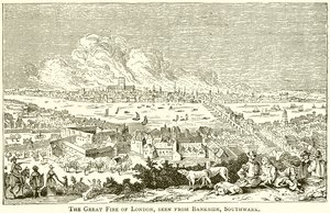 Le Grand Incendie de Londres, vu de Bankside, Southwark