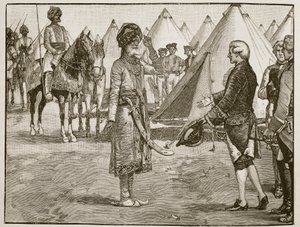Le Grand Moghol entrant dans le camp anglais, 1765 (illustration de Cassells Illustrated History of England) - English School