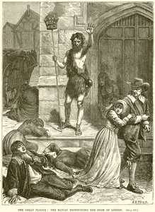 La Grande Peste : Le maniaque prononçant la condamnation de Londres - English School
