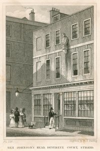 The Grecian Coffee House, Devereux Court, Strand, avec un buste de Ben Johnson - English School