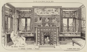 Le salon vert à Dovne Lodge, Putney (gravure) - English School