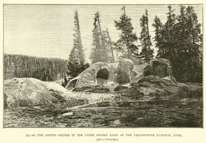 Le geyser Grotto dans le bassin supérieur des geysers du parc national de Yellowstone - English School