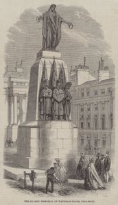 Le mémorial des gardes à Waterloo-Place, Pall-Mall (gravure) - English School