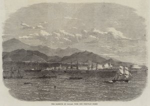 Le port de Callao, avec la flotte péruvienne (gravure) - English School