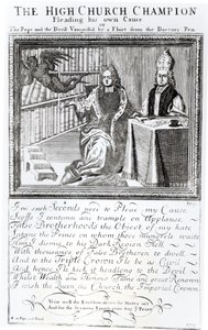 Le champion de la Haute Église, plaidant sa propre cause, 1709 - English School