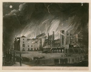 Les Chambres des Lords et des Communes en feu, 16 octobre 1834 - English School