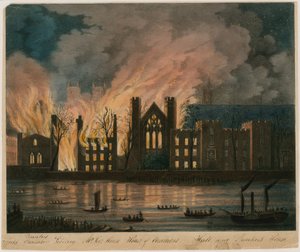 Les Chambres des Lords et des Communes en feu, 16 octobre 1834 - English School