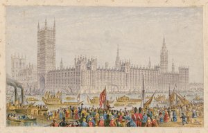 Les Chambres du Parlement, Palais de Westminster, Londres - English School
