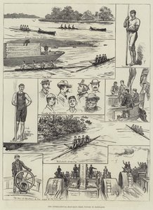 La course internationale de bateaux de Putney à Mortlake (gravure) - English School