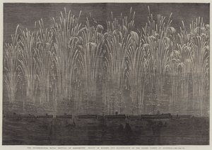 Le festival naval international à Portsmouth, volée de fusées et illumination des flottes alliées à Spithead - English School