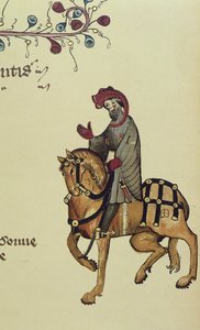 Le Chevalier, détail fac-similé des Contes de Canterbury, par Geoffrey Chaucer (c.1342-1400)