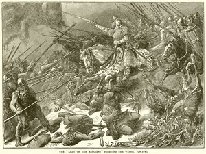 La dame des Merciens combattant les Gallois - English School
