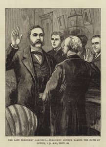 Le défunt président Garfield, le président Arthur prêtant serment - English School