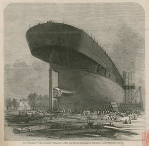 Le navire à vapeur Leviathan (Great Eastern); poupe et boss pour les pales de l