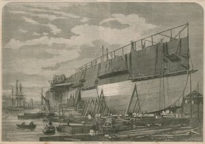 Le Leviathan dans le chantier à Millwall, Londres, avant le lancement