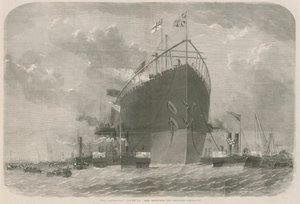 Le Leviathan remorqué à son mouillage au large de Deptford - English School