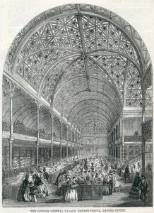 Le Crystal Palace de Londres, Regent Circus, Oxford Street, 1858 - English School