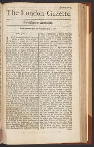 La Gazette de Londres, numéro 5655, page 1, 28 juin 1718