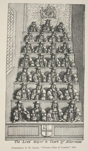 Le Lord Maire et la Cour des Échevins, frontispice de Angliae Metropolis de De Laune, 1681 - English School