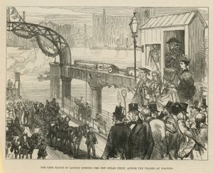 Le Lord Maire de Londres inaugurant le nouveau ferry à vapeur sur la Tamise à Wapping - English School
