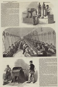 La fabrication des plumes en acier à Birmingham (gravure) - English School