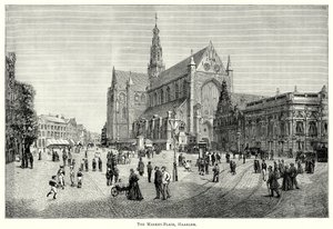 La place du marché, Haarlem (gravure) - English School