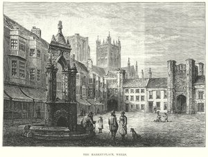 La place du marché, Wells (gravure) - English School