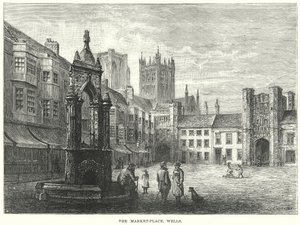 La place du marché. Wells (gravure)