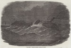 Le vapeur "The Menai" dérivant vers le rivage, à Calais