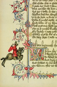 Le Marchand, détail fac-similé des Contes de Canterbury, par Geoffrey Chaucer (c.1342-1400) - English School