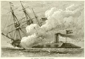 Le Merrimac coulant le Cumberland - English School