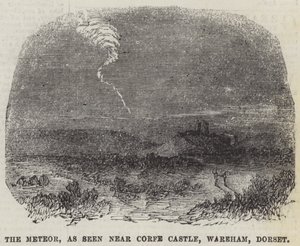 Le météore, vu près du château de Corfe, Wareham, Dorset (gravure) - English School