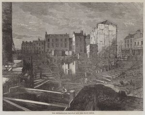 Le Métropolitain et le Fleet Ditch (gravure) - English School